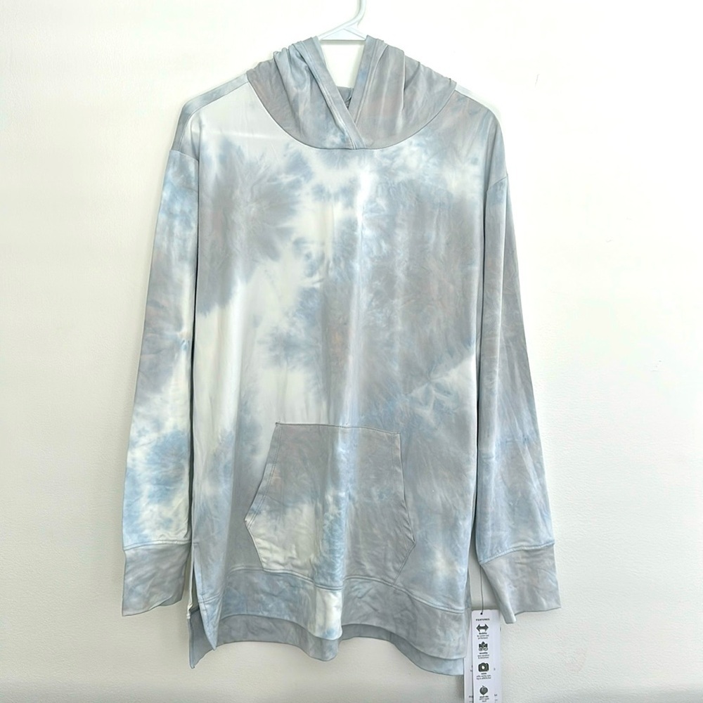 RBX Active‎ Lightweight Hoodie Top Large Blue Tie Dye Tunic Relaxed Quick Dry